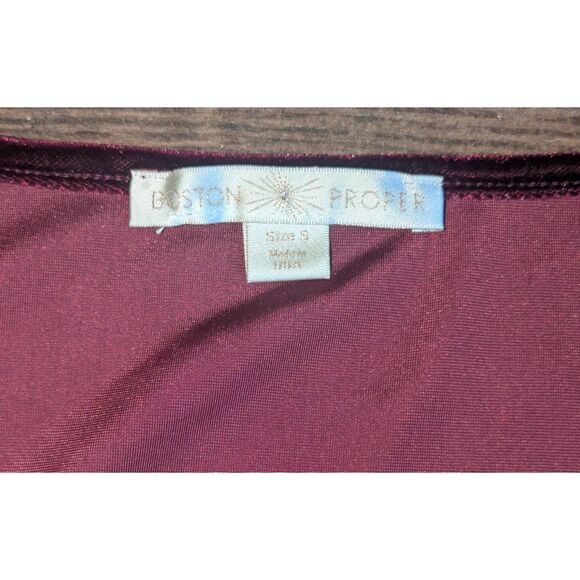 Boston Proper S Burgundy Plum Velvet Ruched Tank Top - Picture 2 of 4
